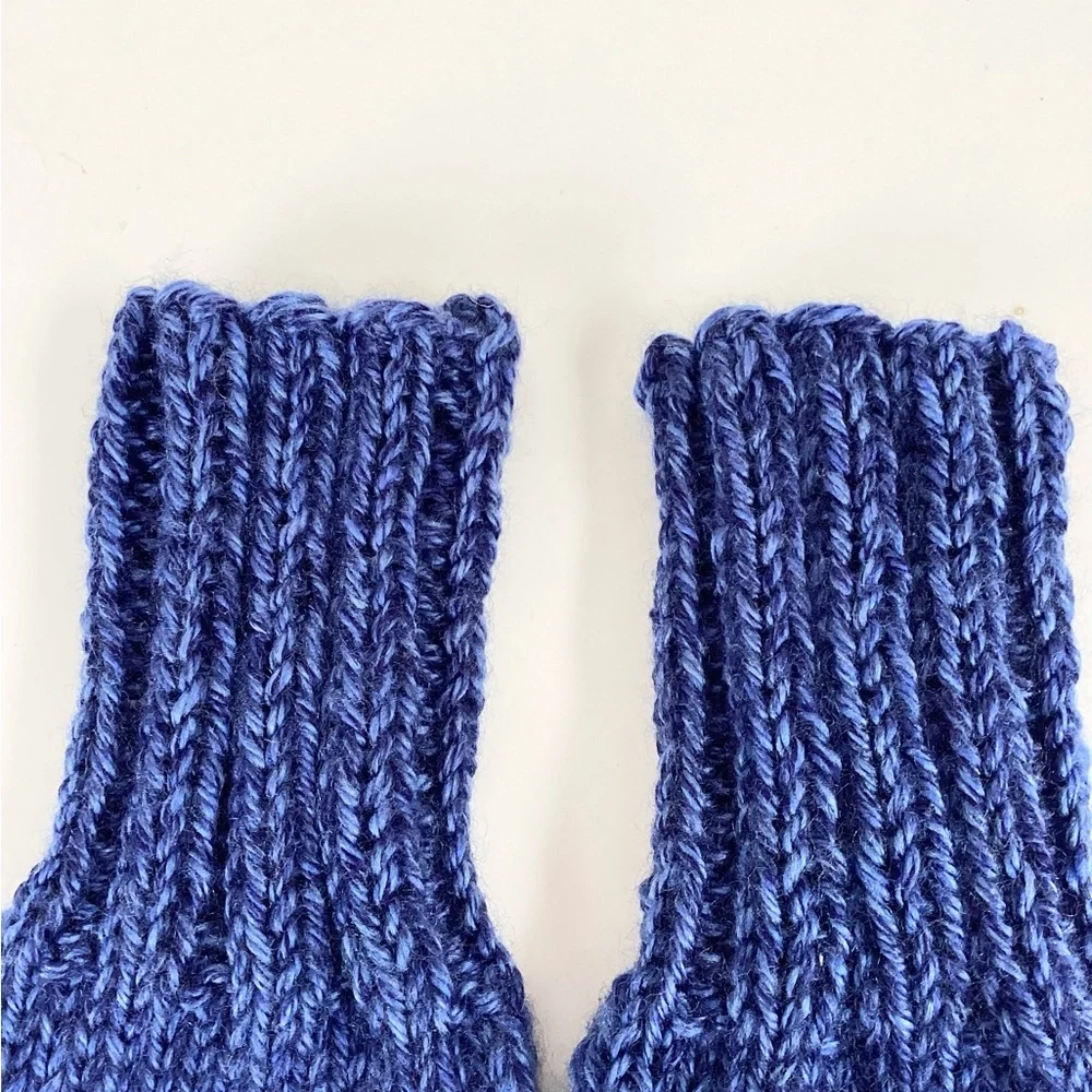 Gloves Fingerlesss Hand Crafteded Blue Soft Ribbed Cozy